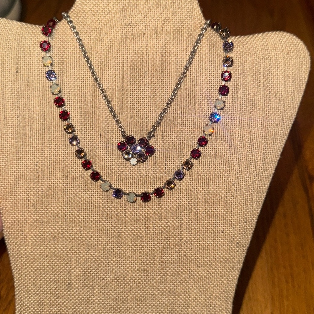 Sabika FACETS purple and red London choker and Facets Cluster‎ necklace NWT